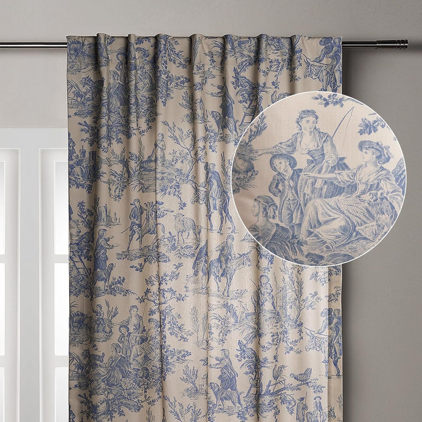 Elegant 100% Cotton Light Filtering Toile Curtains for Home