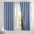 NICETOWN 100% Blackout Curtains Stone Blue - Linen Look, Thermal