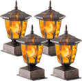 Solar Flame Post Lights 4 Pack - Flickering LED Post Cap Lights