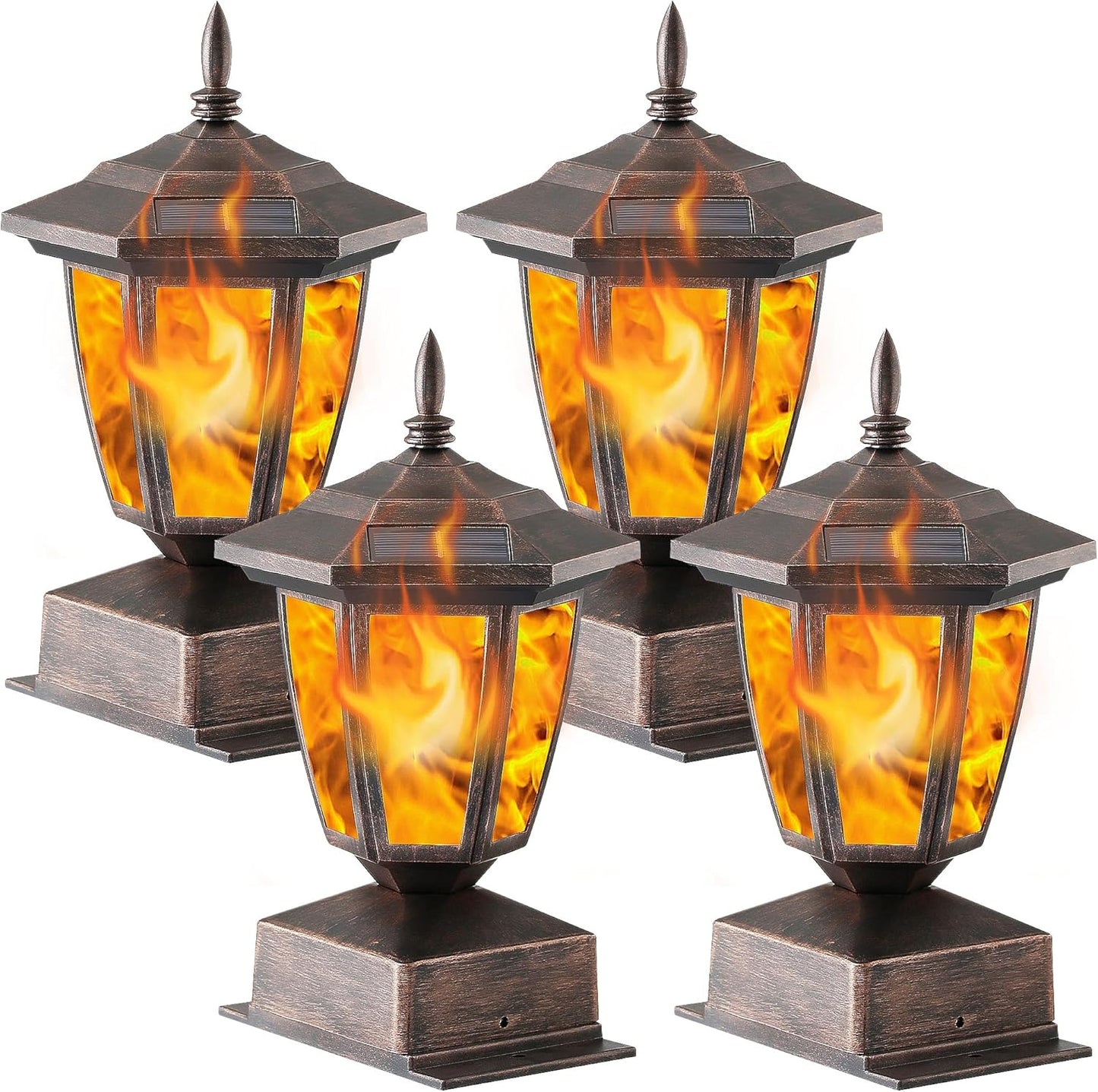 Dynaming Solar Flame Post Lights - Flickering LED Lanterns