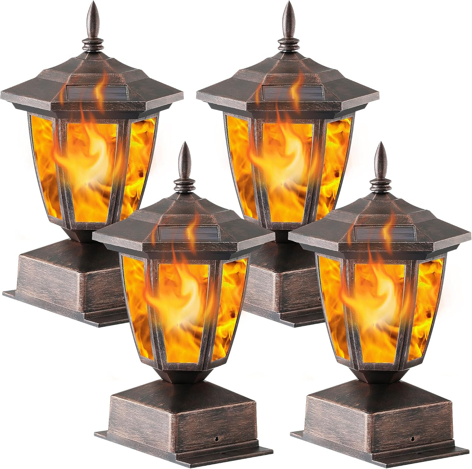 Dynaming Solar Flame Post Lights - Flickering LED Lanterns