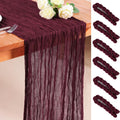 Burgundy Cheesecloth Table Runner 6PCS 120in Extra Long - Romantic