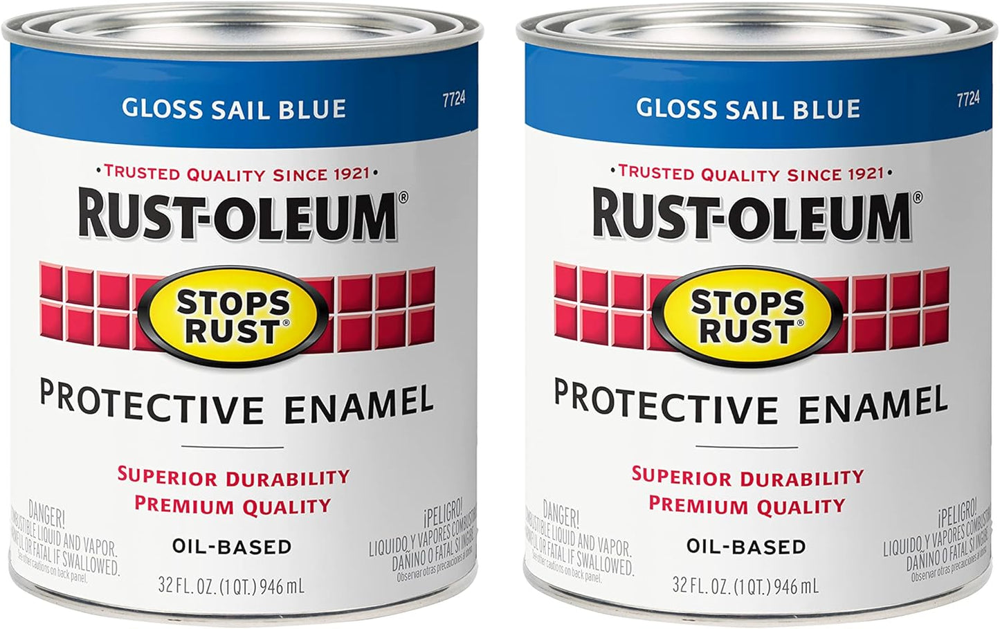 Rust-Oleum Stops Rust Brush On Paint, Gloss Sail Blue, 2 Pack