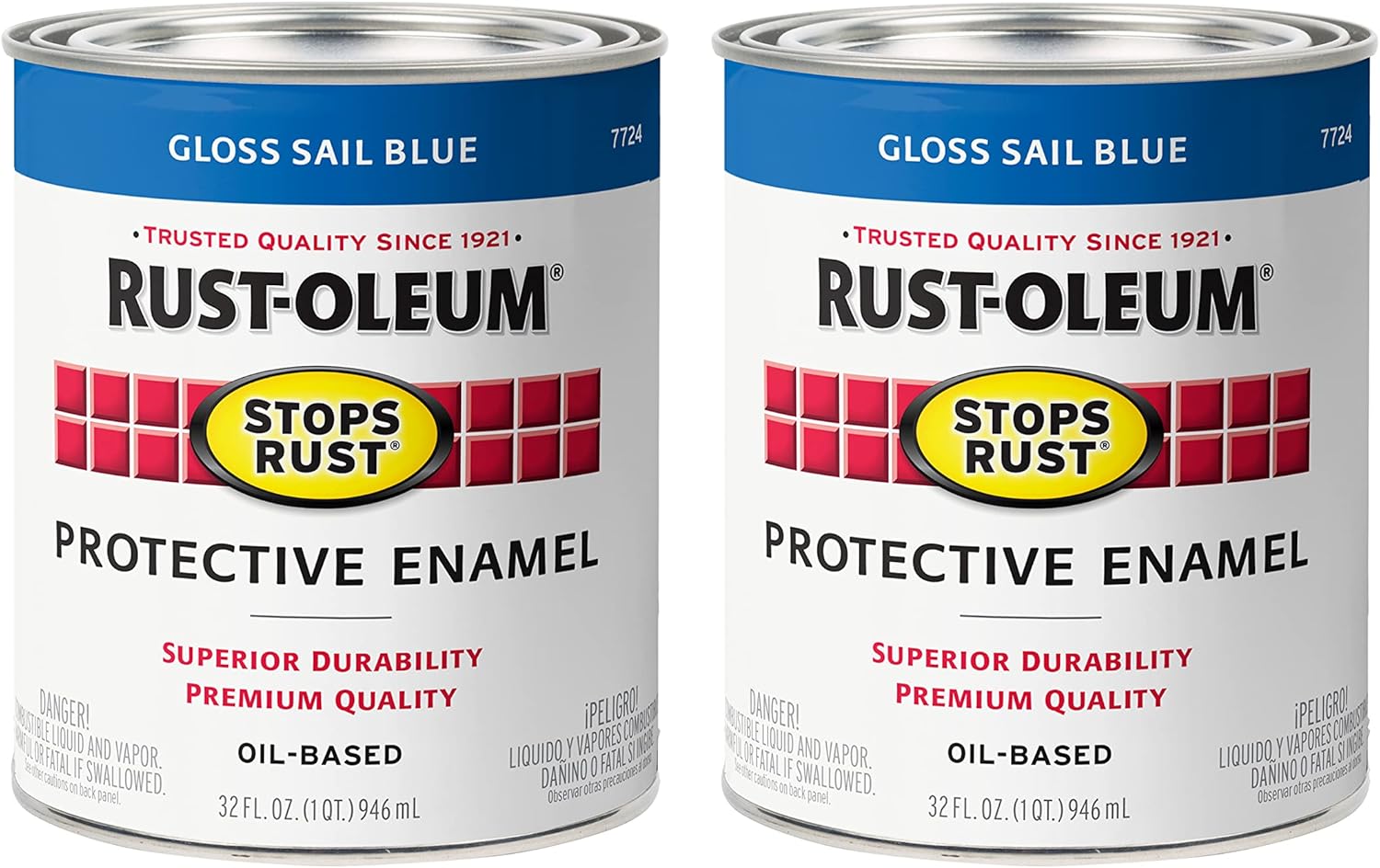 Rust-Oleum Stops Rust Brush On Paint, Gloss Sail Blue, 2 Pack