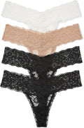 Women's Lace Thong Underwear 4-Pack - Low Rise Supersoft Comfort