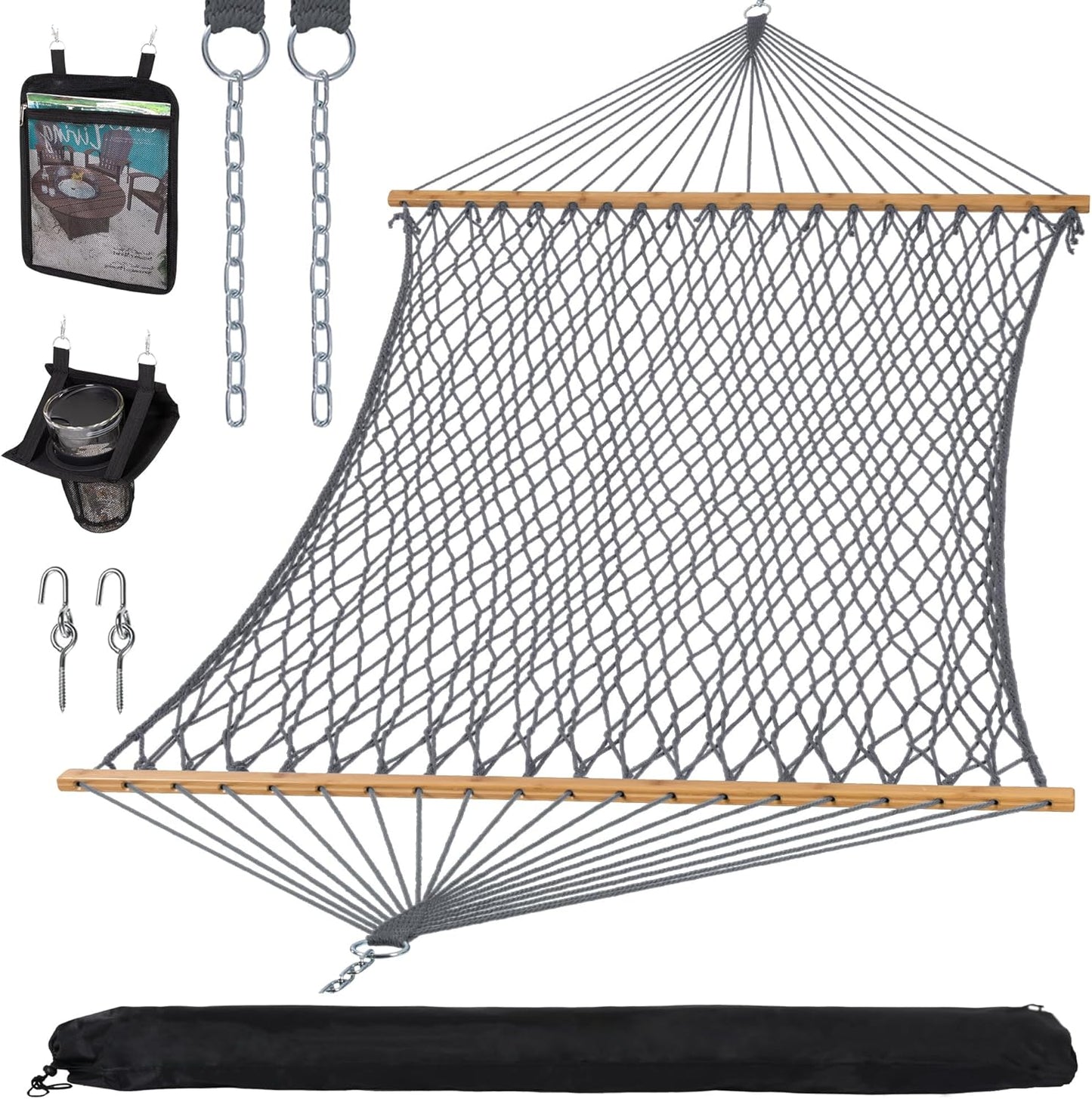 Double Outdoor Hammock with Strong Spreader Bar for Relaxation