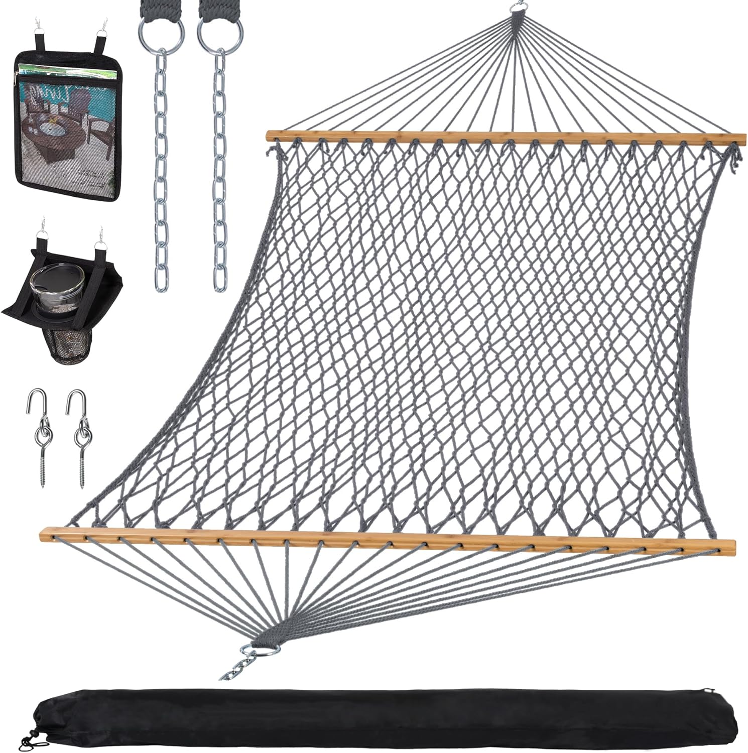 Double Outdoor Hammock with Strong Spreader Bar for Relaxation