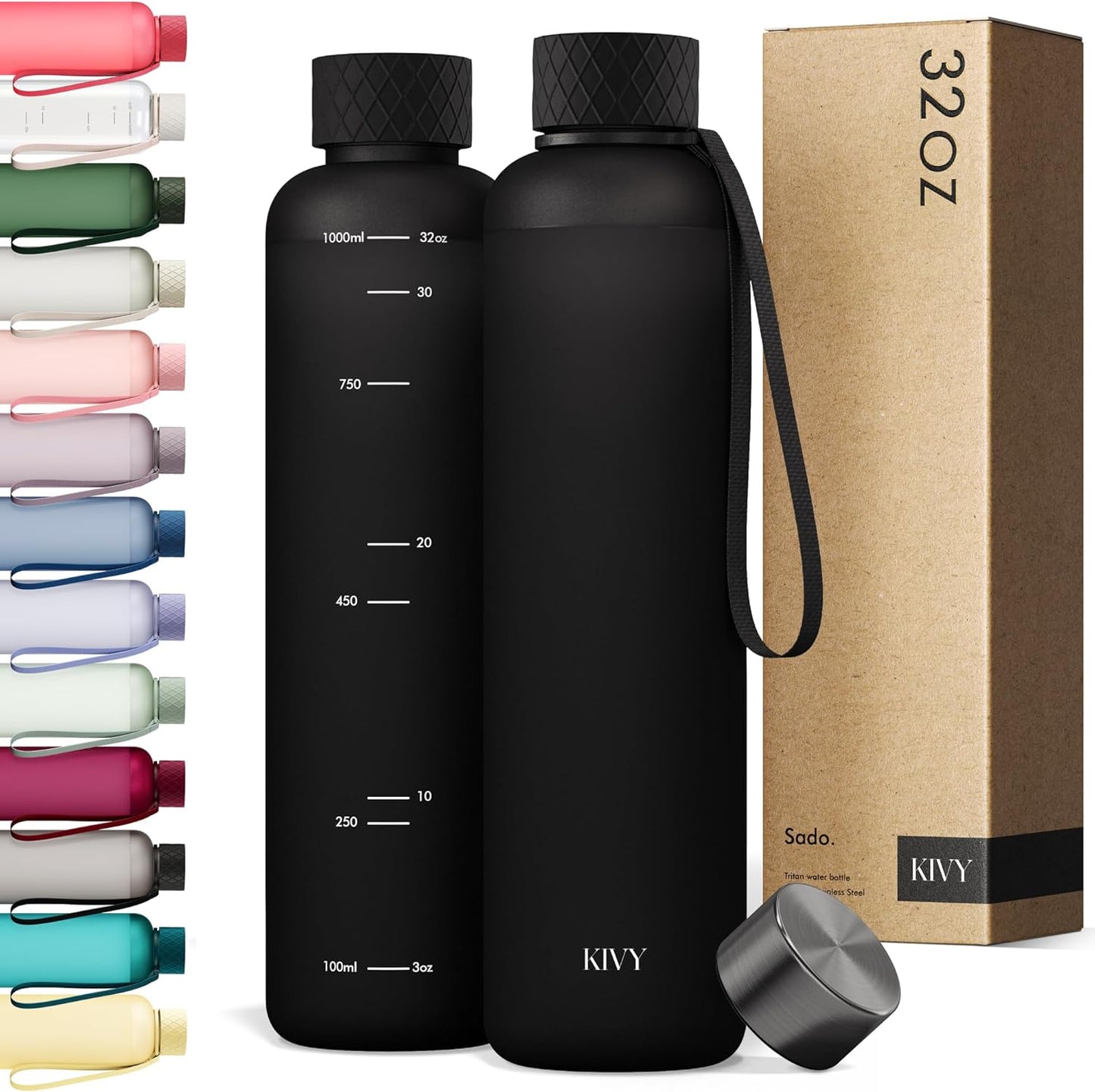 KIVY Slim Water Bottle 32oz - Lightweight & Shatterproof Design