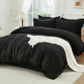 California King Black Comforter Set with Tassels - Soft Lightweight