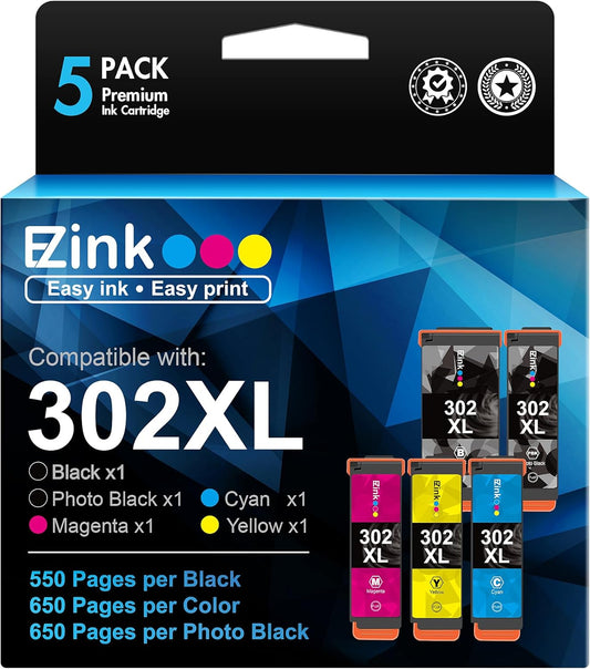 Vivid Prints! E-Z Ink Epson 302XL Replacement (5 Pack)