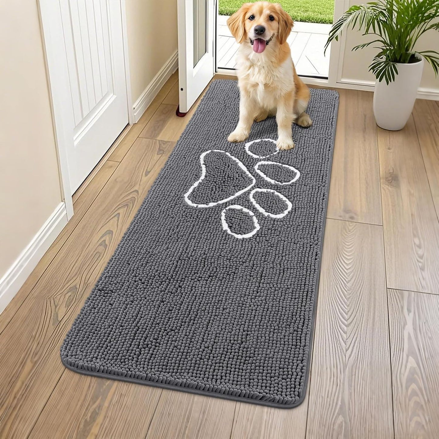 Smiry Dog Door Mat for Muddy Paws - Absorbent Chenille