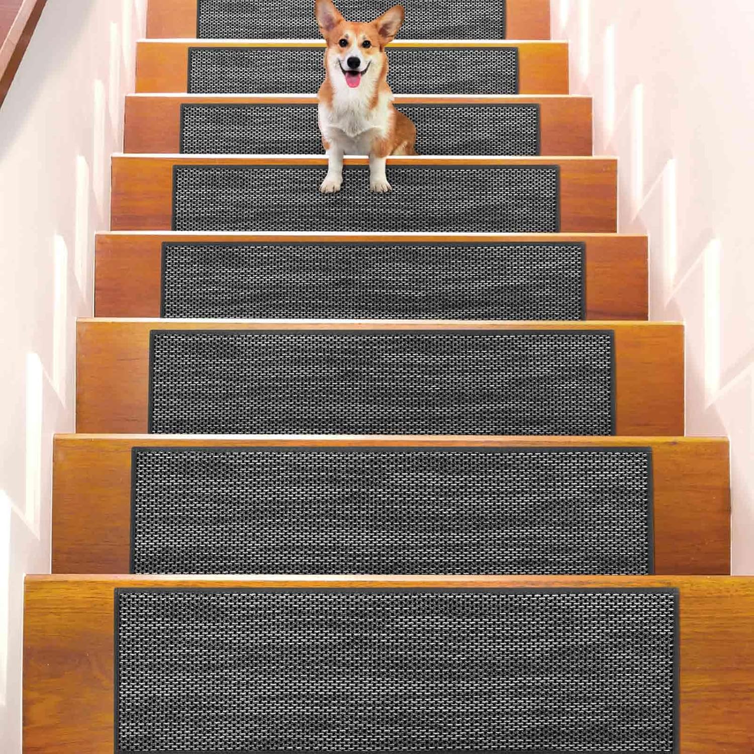 Seloom Linen Non Slip Stair Treads for Wooden Steps Indoor