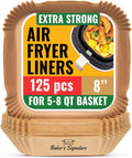 125 Non-Stick Air Fryer Liners for Easy Cleanup, 8 Square
