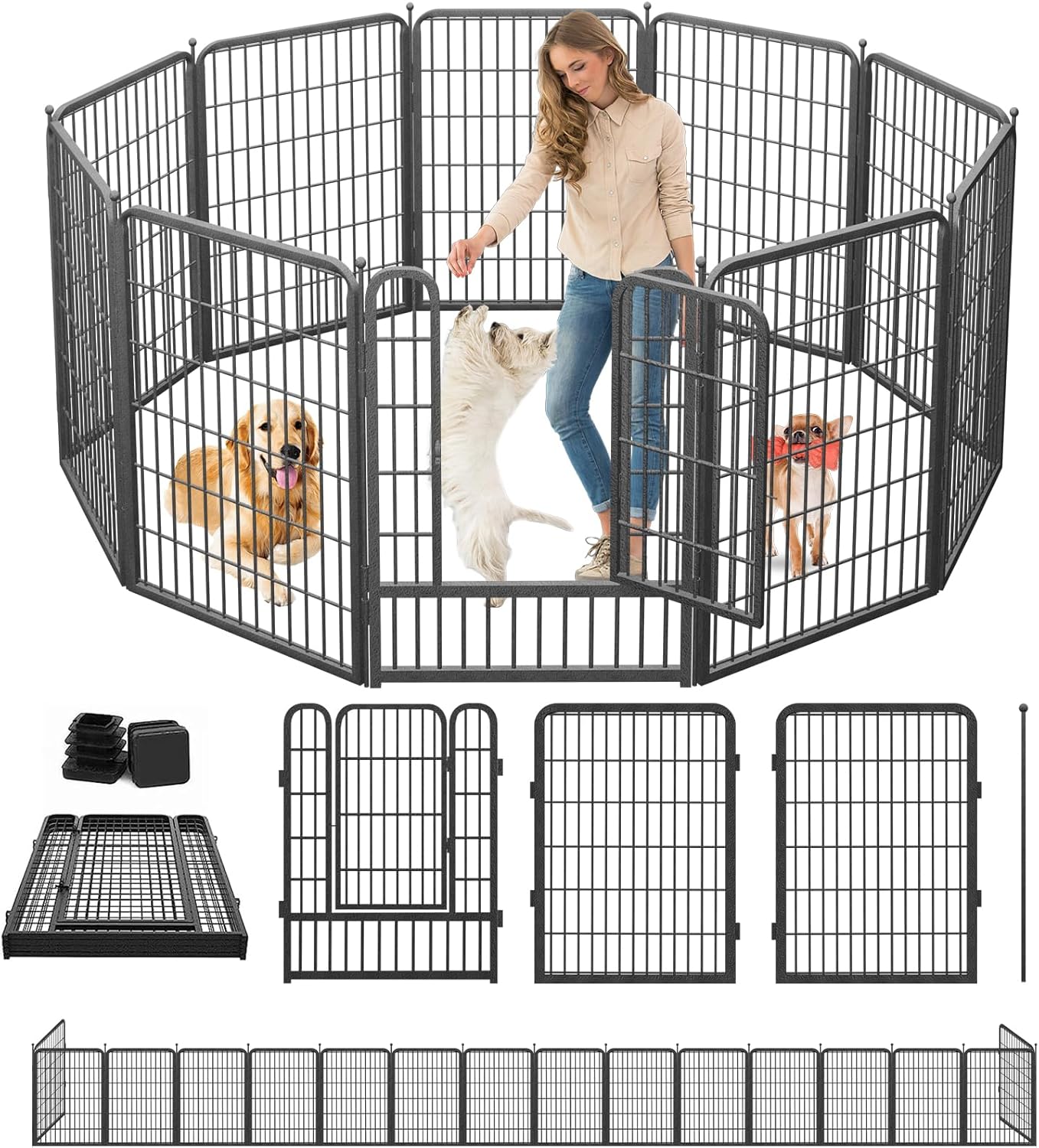 Heavy Duty Dog Playpen 40in Height 10 Panels for Indoor Use