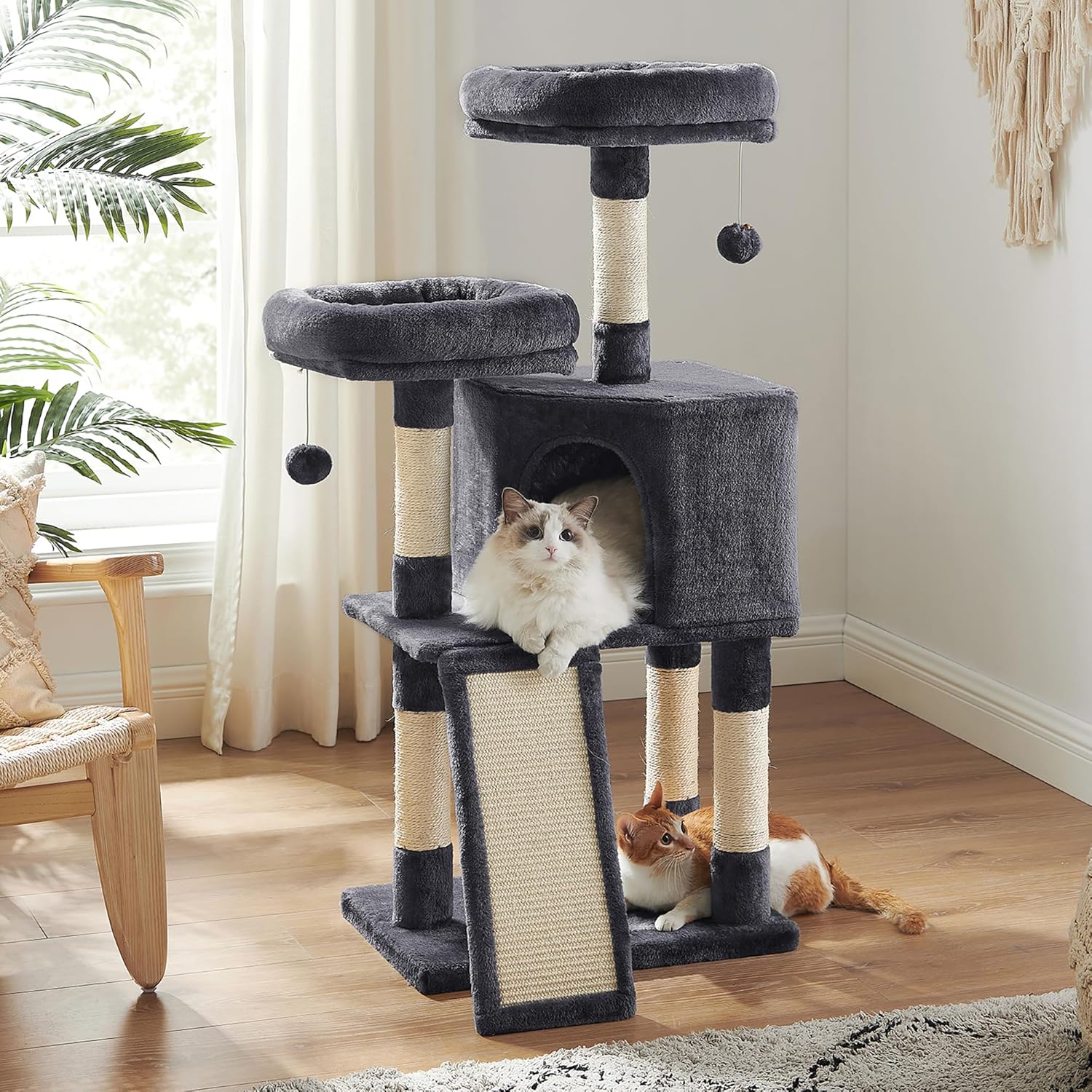 Feandrea Cat Tower for Indoor Cats with Spacious Cat Cave