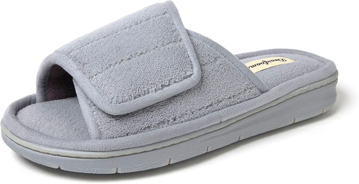 Dearfoams Women's Adjustable Indoor/Outdoor Memory Foam Slippers