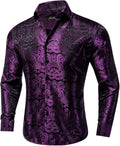 DiBanGu Mens Silk Paisley Dress Shirt - Elegant Jacquard Finish