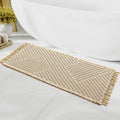 Waffle Bath Runner Rug 24 in x 60 in Sand - Super Absorbent Non Slip