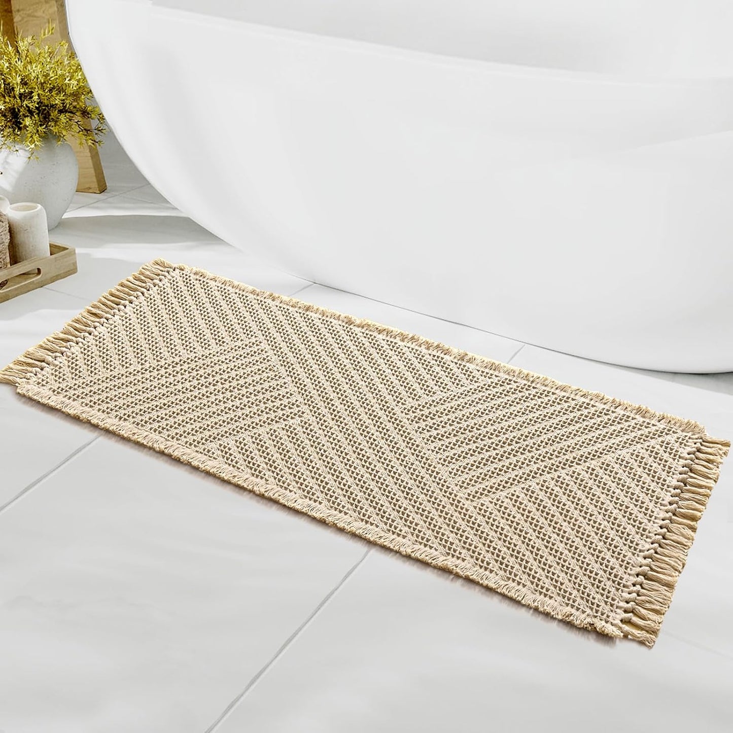 H.VERSAILTEX Waffle Bath Runner Rug for Stylish Bathroom Decor