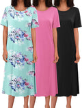 Long Nightgowns for Women 3 Pack - Soft Full Length Sleepshirts