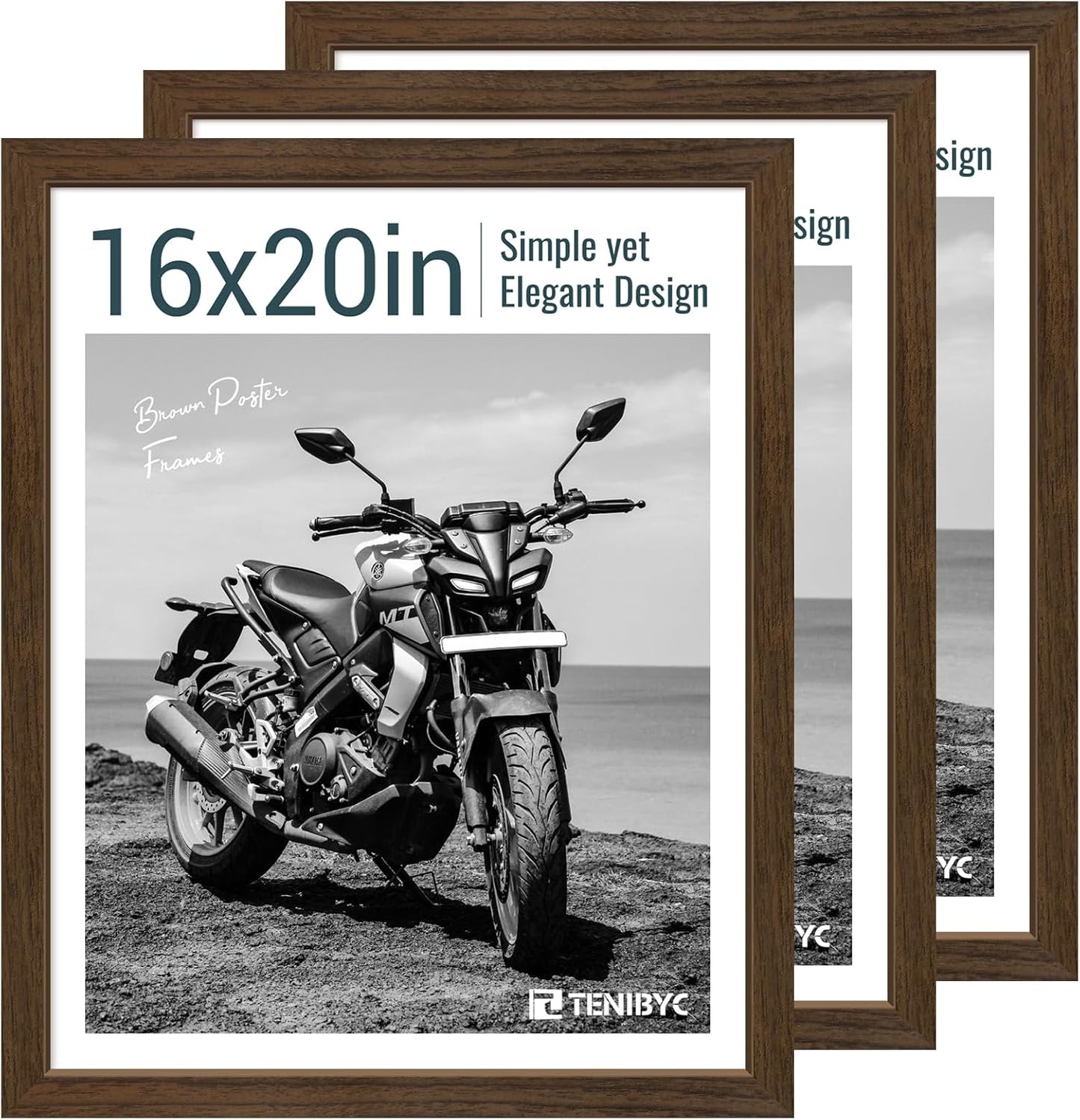 16x20 Picture Frame Set of 3 - Brown Woodgrain Elegance