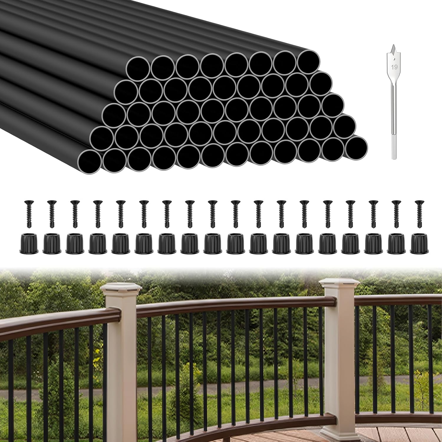 BLIKA 50 Pack 26in Aluminum Deck Balusters for Railing Safety