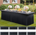 8 Pack Spandex Black Table Clothes for 8 ft Rectangle Tables - Wrinkle