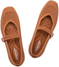 Womens Square Toe Knitted Mesh Flats - Comfortable Slip-On Work Shoes