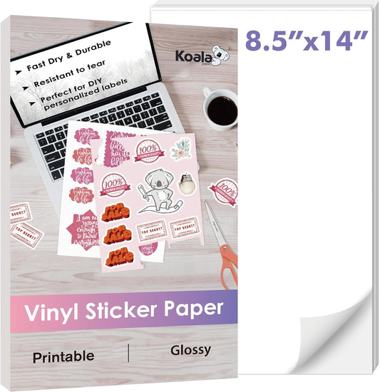 20 Glossy White Water-Resistant Sticker Sheets - KOALA PAPER