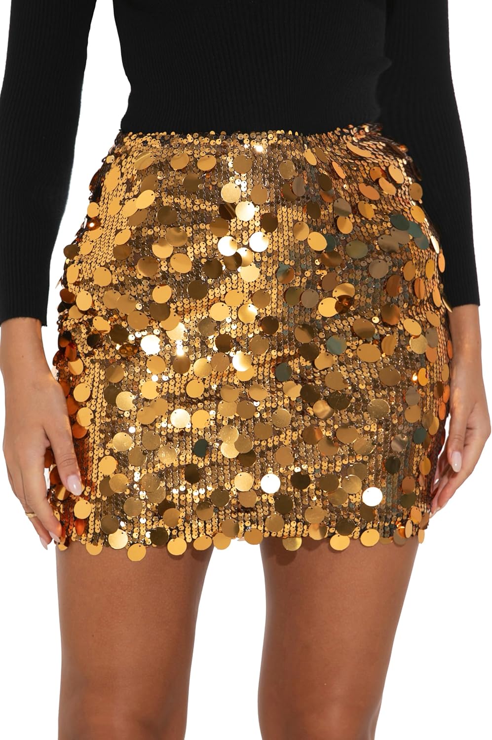 GUANYY Sequin Skirt for Women - Sparkly Mini Night Out Wear