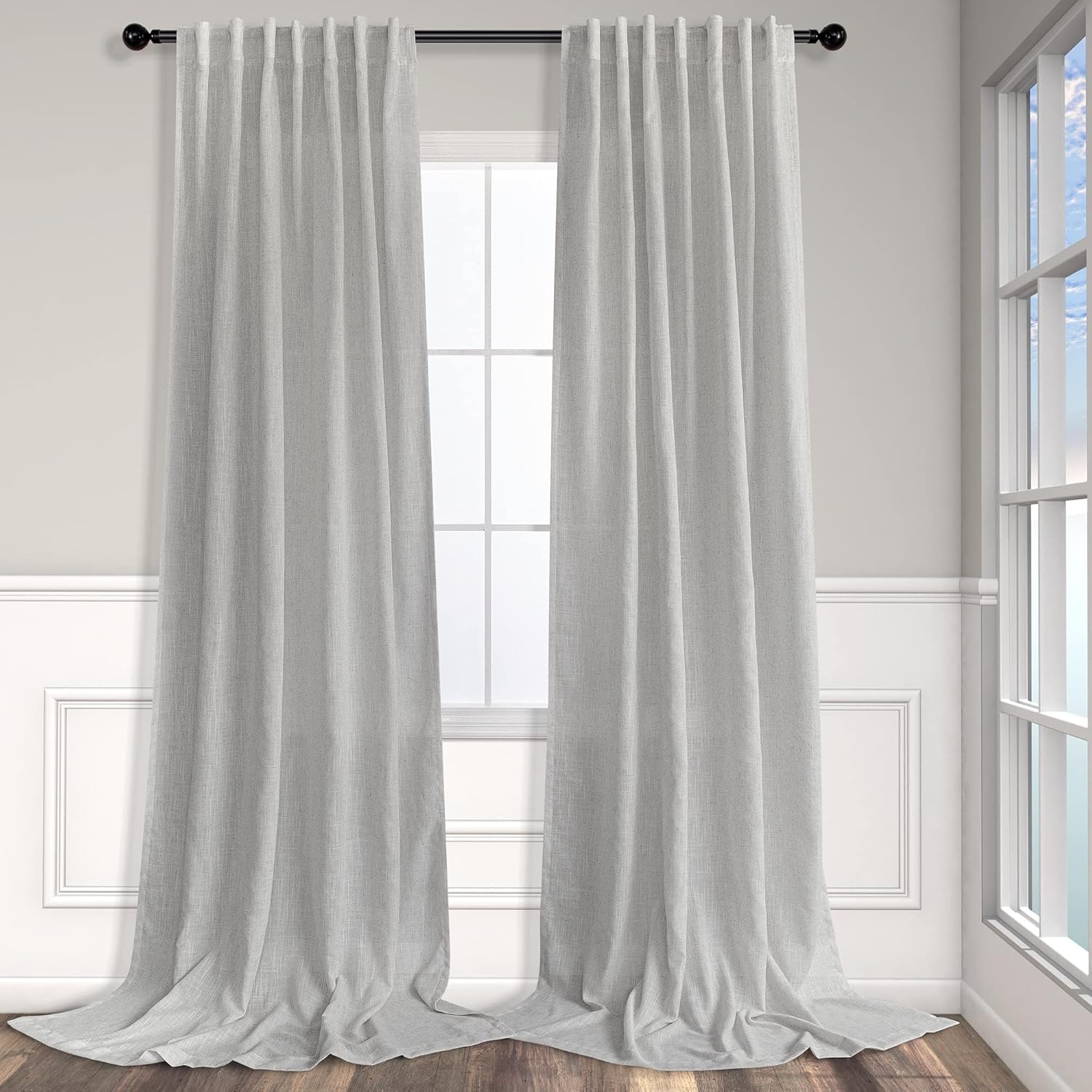 Light Grey Curtains 90 Inches Long for Living Room Decor