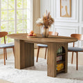 70.8 in Oval Dining Table with Dual Side Storage Shelves - Rustic