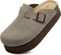 Women's Suede Clogs Cork Footbed Platform Mules - Comfortable Arch use