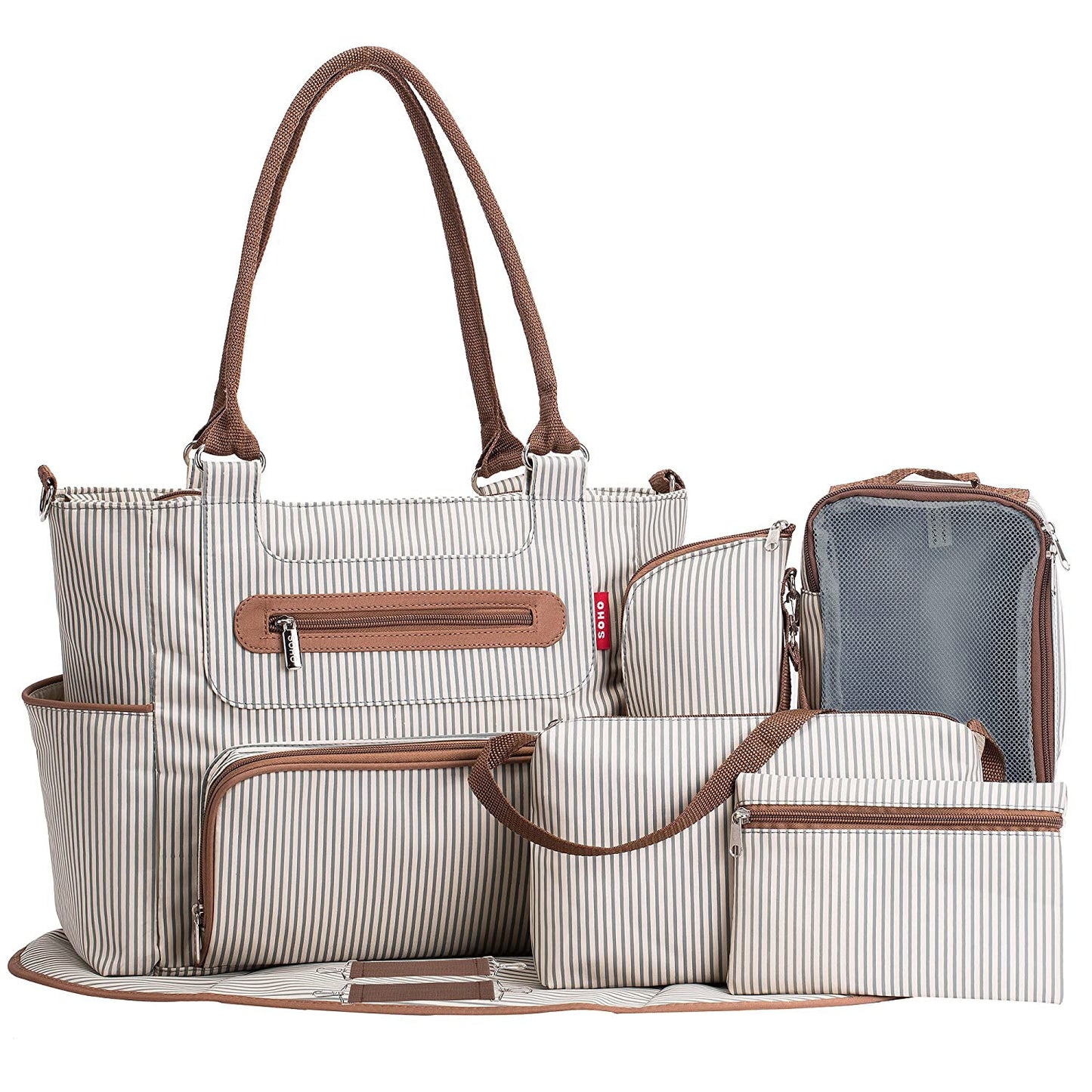 SoHo Grand Central Station Diaper Bag 7Pc Set for Parents