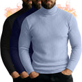 Men's Turtleneck Long Sleeve Ribbed Sweater 3 Pack - Slim Fit Layer