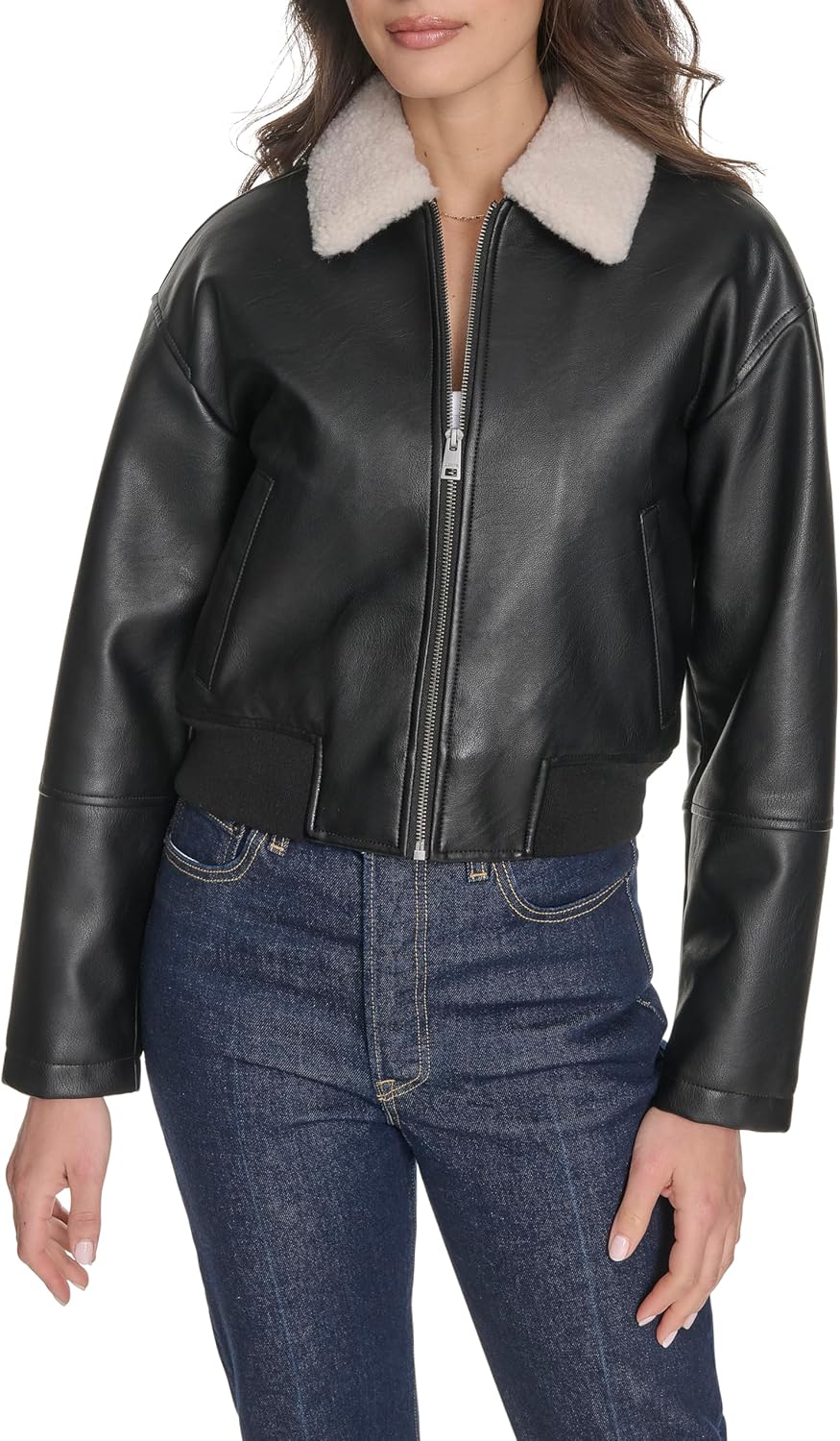 Levi's Faux Leather Bomber Jacket with Laydown Collar for Women