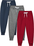 3 Pack Kids Boys Pull-On Fleece Sweatpants - Soft Cotton-Blend Comfort