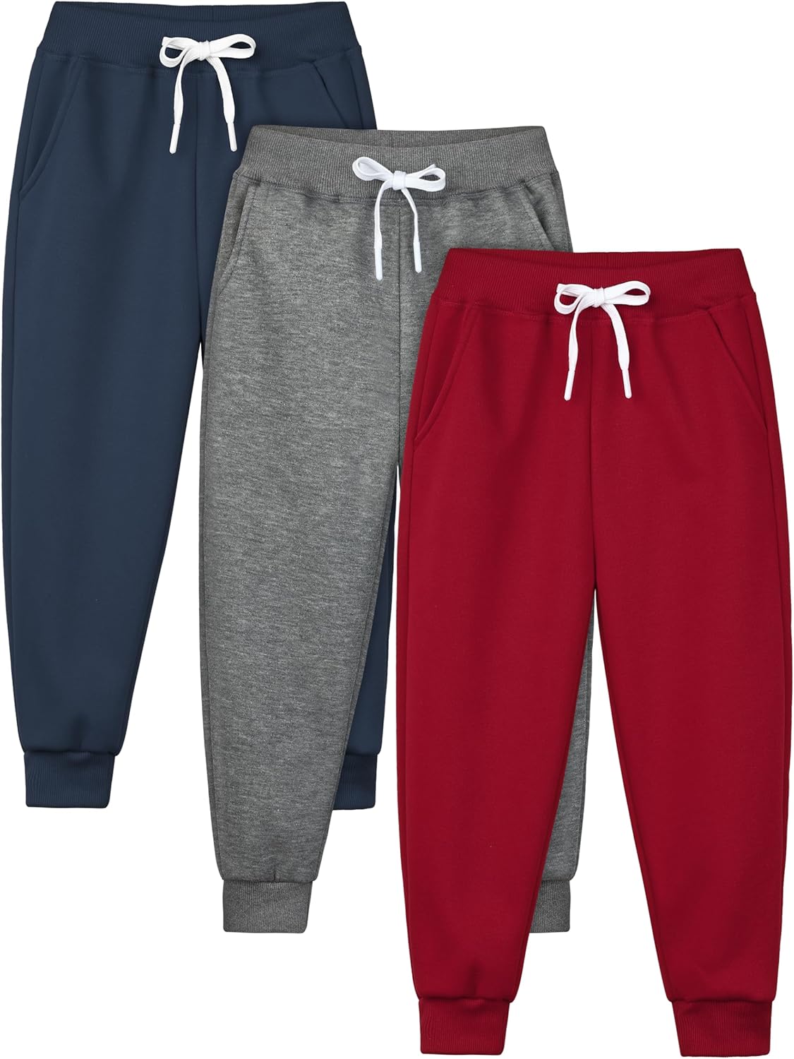 Resinta Kids Pull-On Fleece Sweatpants for Boys - 3 Pack Joggers