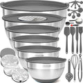 Stainless Steel Mixing Bowls with Lids Set - 30Pc Premium Kit