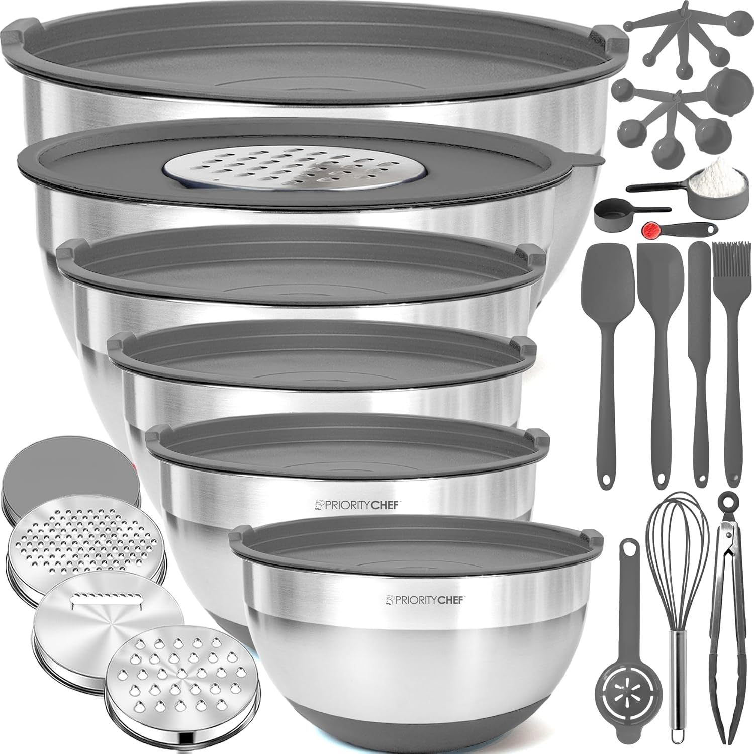 Priority Chef Stainless Steel Mixing Bowls Set with Lids 30Pcs