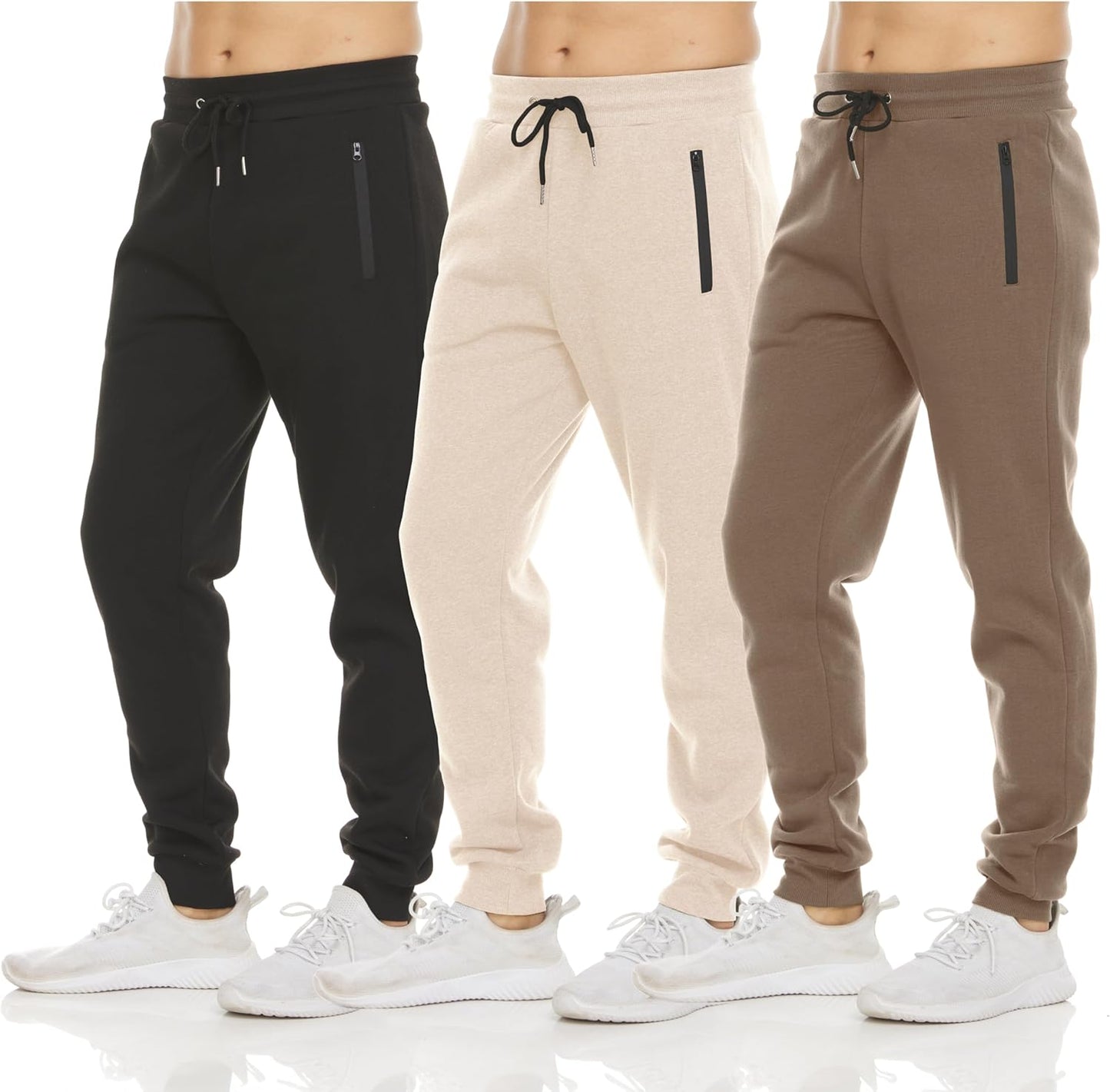 PURE CHAMP Mens Fleece Jogger Sweatpants with Zipper Pockets