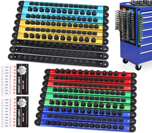 18-Piece Magnetic Socket Holder Organizer Set for Tool Storage