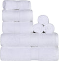 Egyptian Cotton Pile 8 Piece Towel Set White - Ultra Plush Luxury