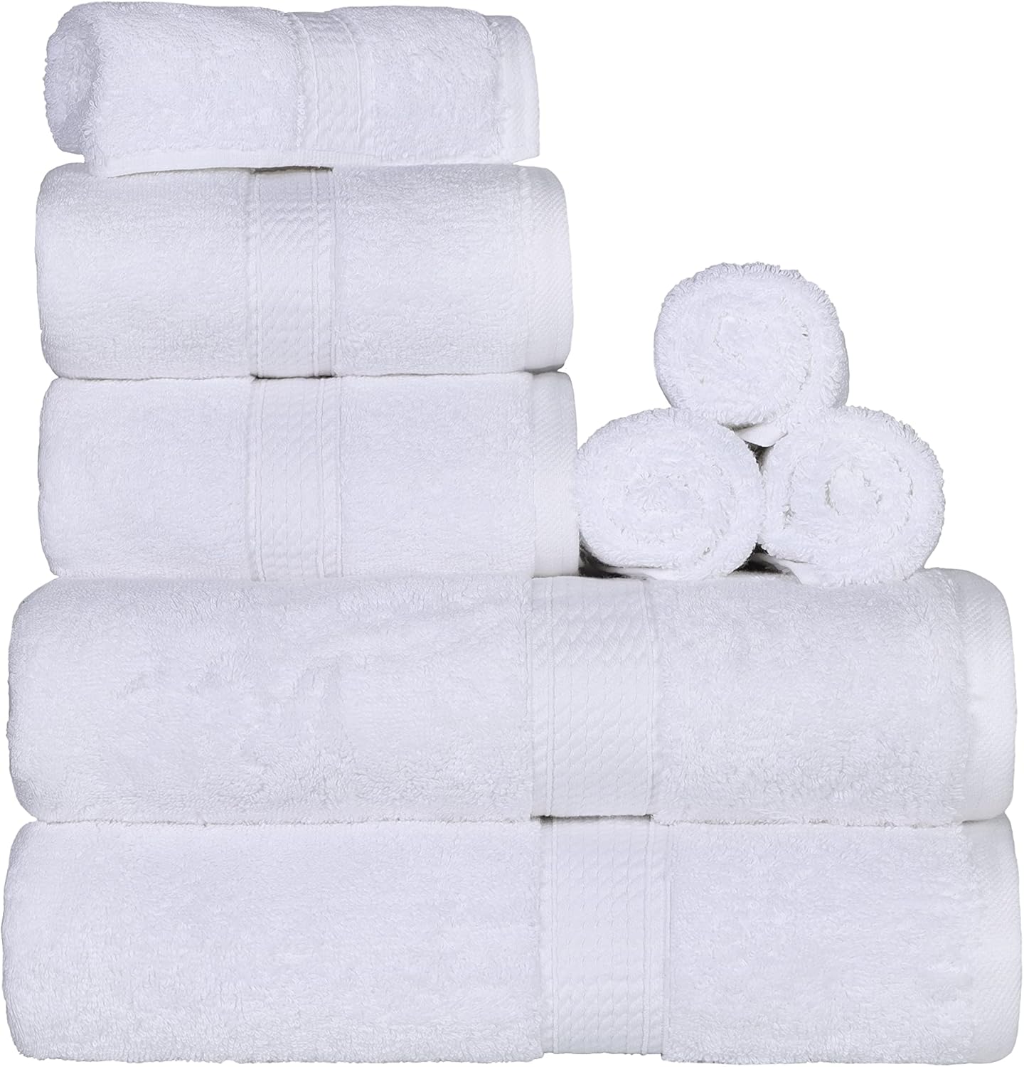 Superior Egyptian Cotton Pile 8 Piece Towel Set for Luxury Bath