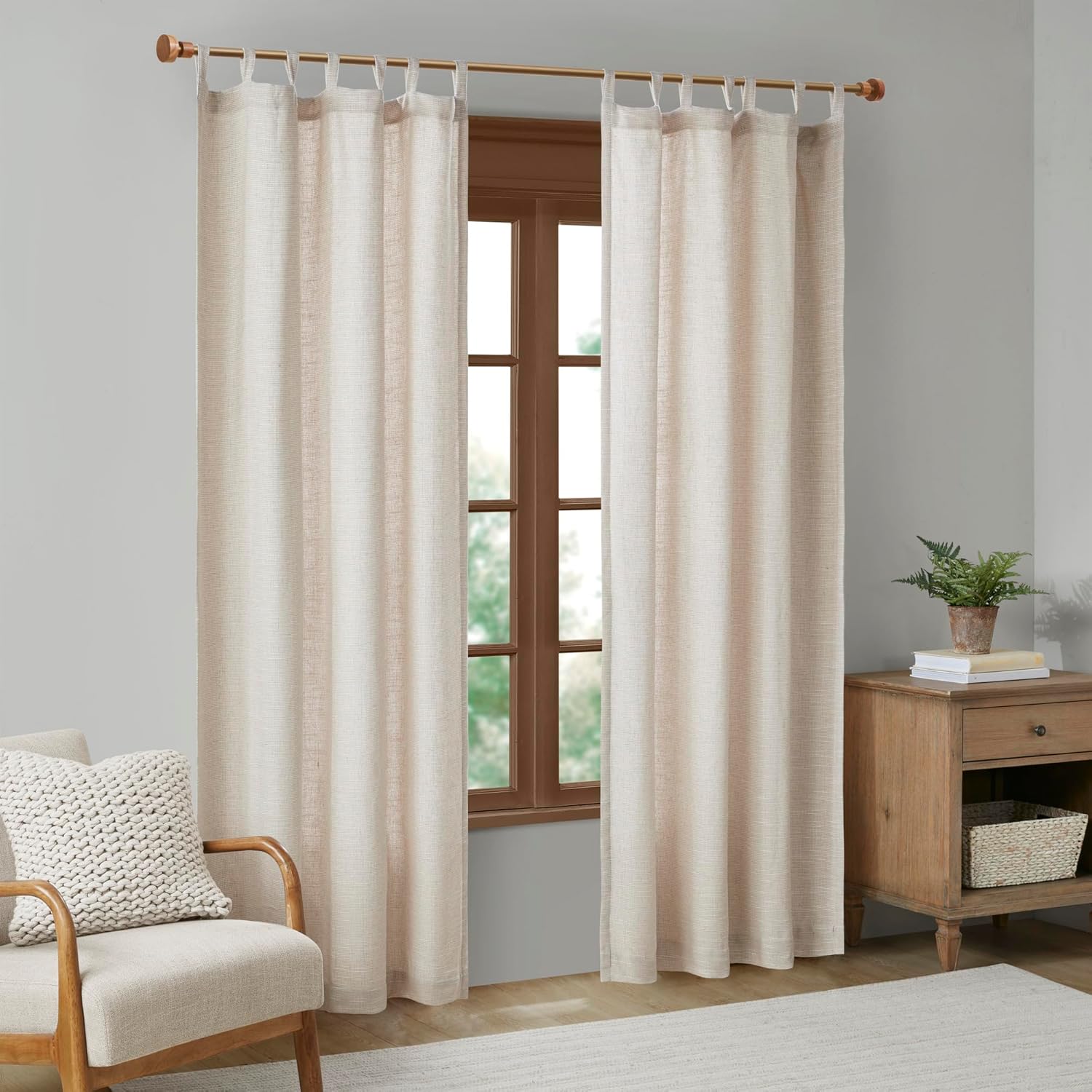 Madison Park Faux Linen Curtain Window Panel for Cozy Decor
