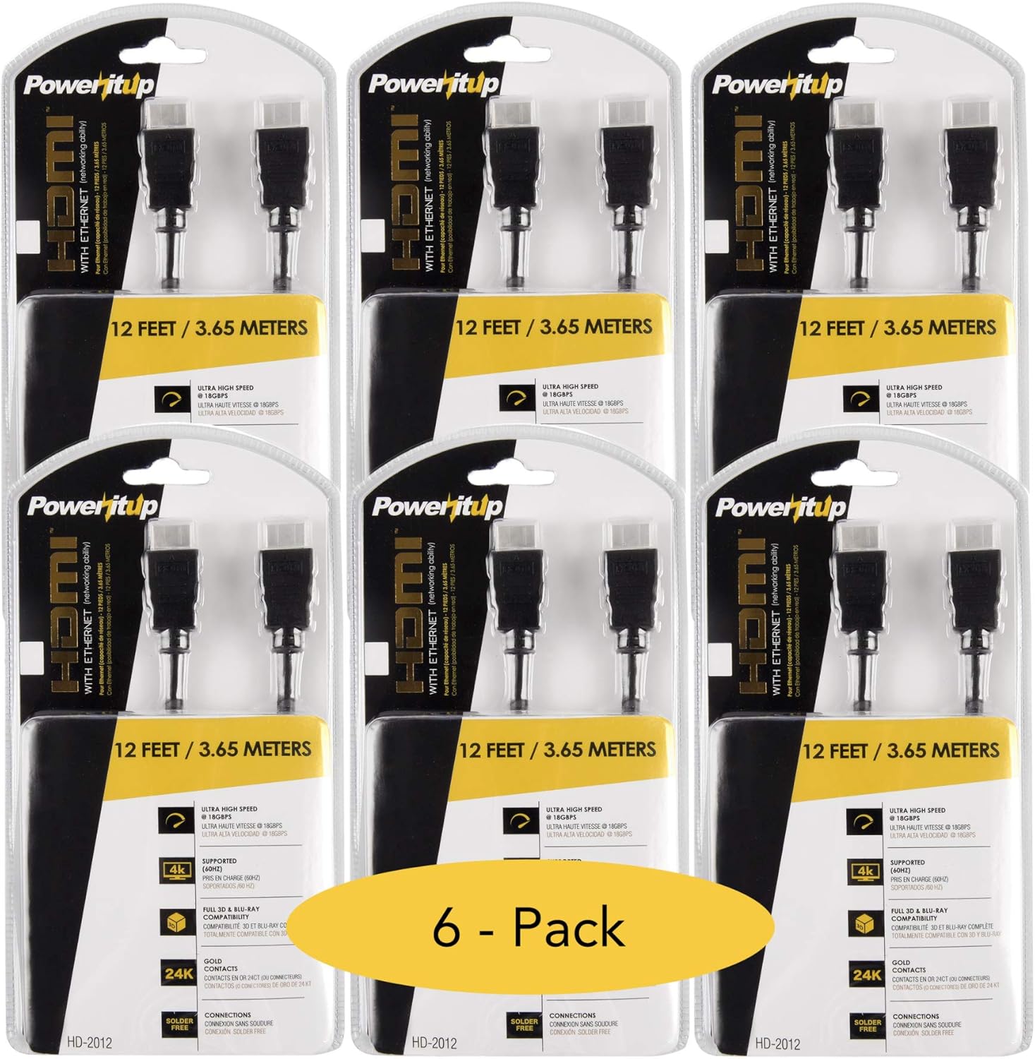 12ft HDMI V2.0 Ethernet Cable for 4K and 3D Devices