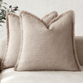 Boho Decorative Linen Fringe Throw Pillow Covers Set of 2