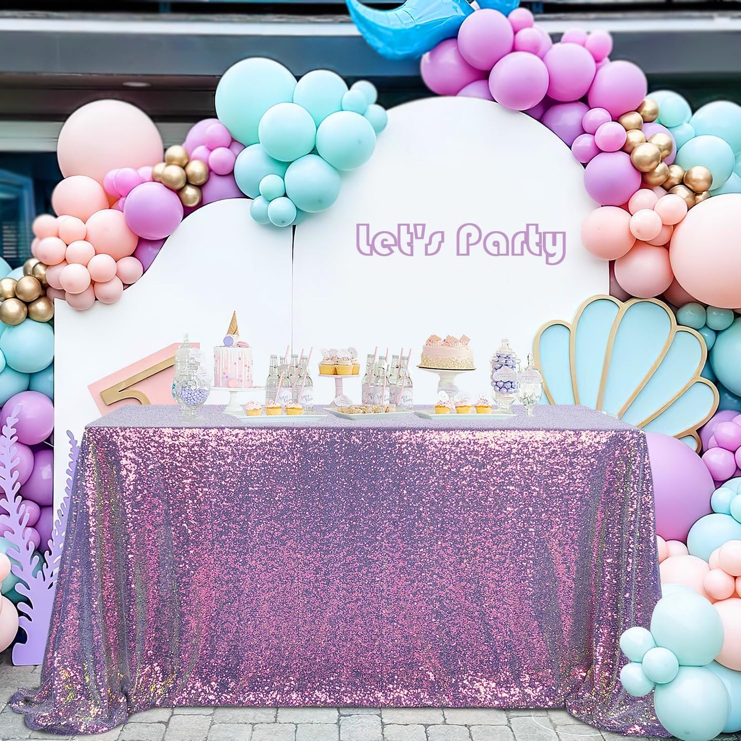 B-COOL Rectangle Sequin Tablecloth for Birthday Parties & Events