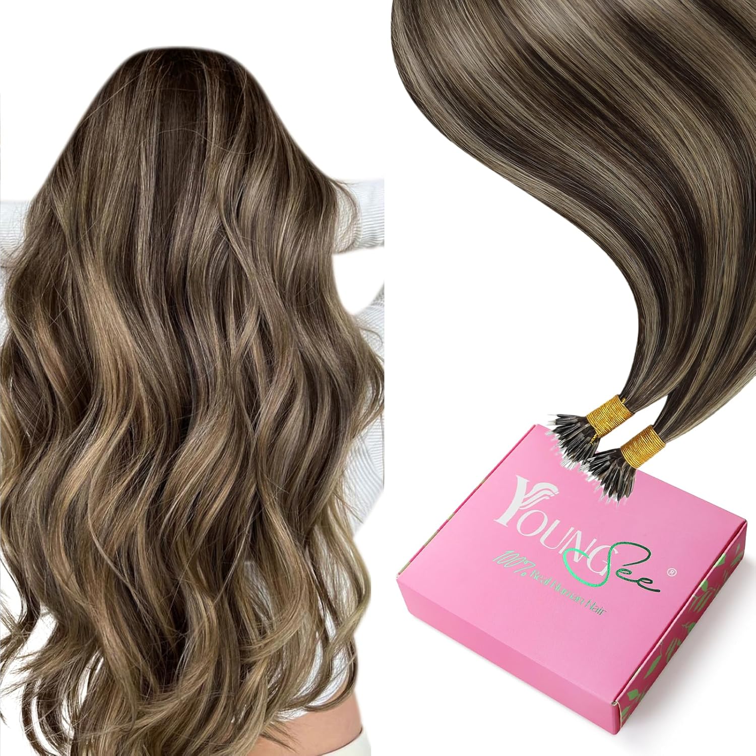 YoungSee 20in Nano Beads Hair Extensions for Stunning Volume