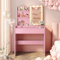 Small Vanity Desk with Mirror and Lights - Compact Makeup Station